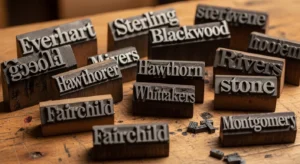 A curated list of good last names displayed in elegant typography, representing strong, meaningful, and creative surname ideas for characters and families.